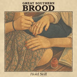 Single cover: one person painting another's fingernails red, shown as hands only, with a floral dress, a bottle of red polish and an open road atlas beside them.